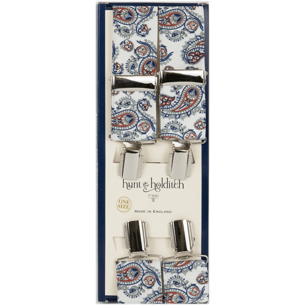 Hunt & Holditch - Fancy Clip Braces - Paisley - Colour: IVORY