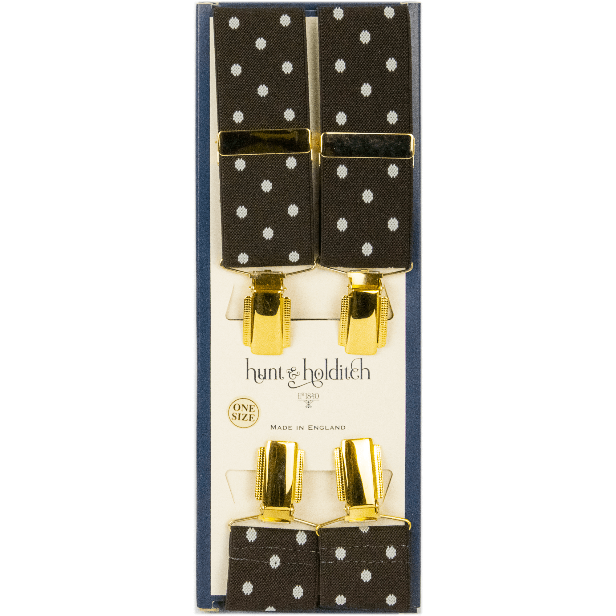 Hunt & Holditch - Fancy Clip Braces | Spot - Colour: Brown/White