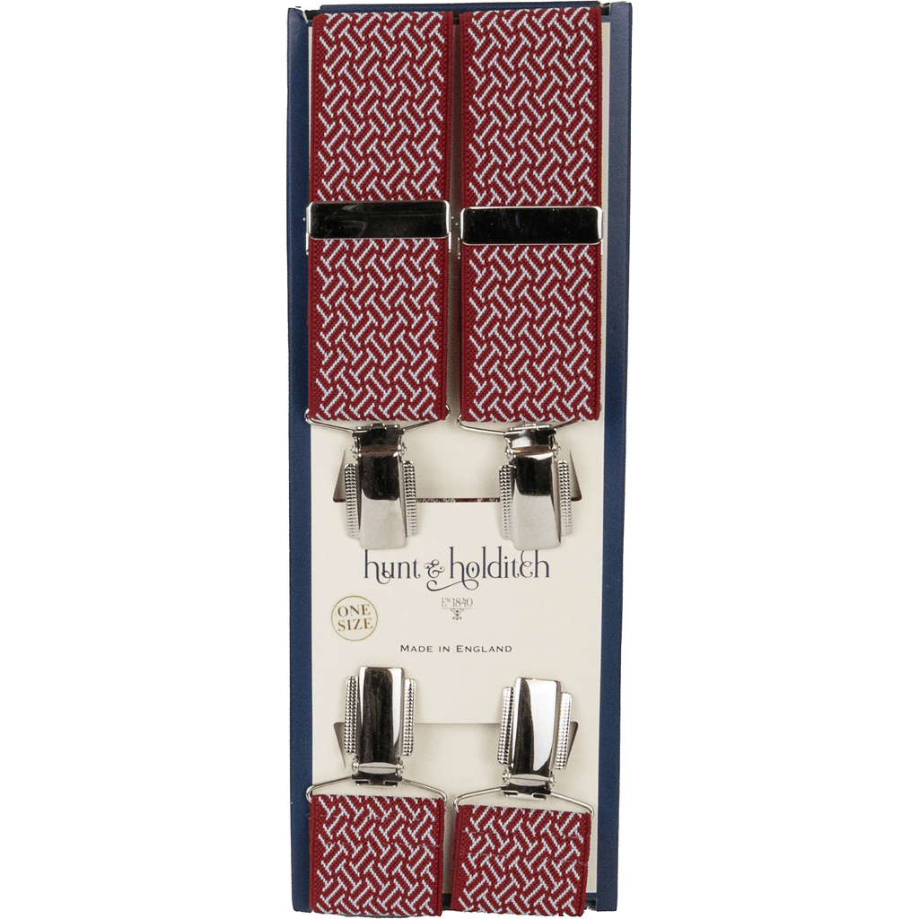 Hunt & Holditch - Fancy Clip Braces - Chevron - Colour: Wine