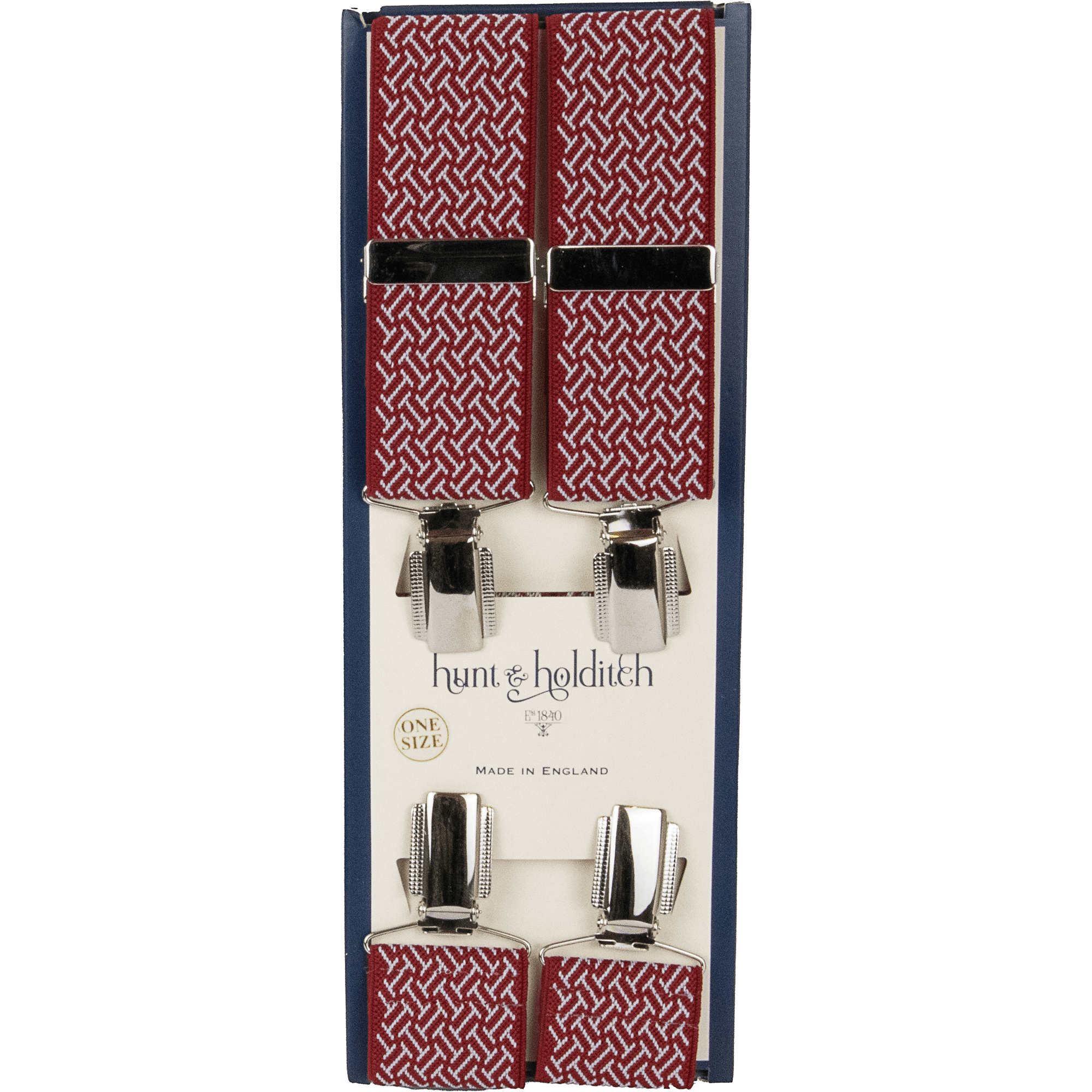 Hunt & Holditch - Fancy Clip Braces - Chevron - Colour: Wine