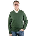 William Lockie - Lambswool V Neck Pullover - Colour: Rosemary