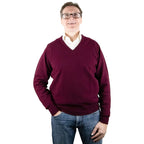 William Lockie - Lambswool V Neck Pullover - Colour: Bordeaux