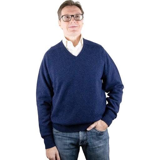 William Lockie | Lambswool V Neck Pullover | Colour: Astra Blue