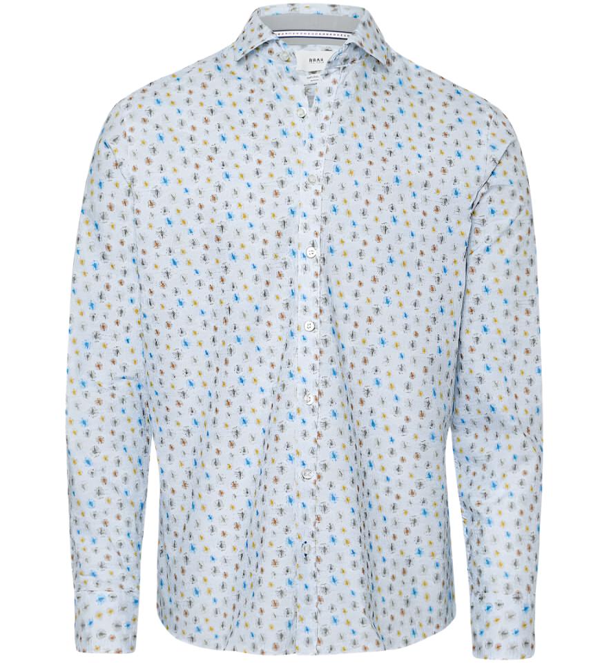 Brax - Harold Cotton Shirt - Ice Blue - Colour: Ice Blue Print
