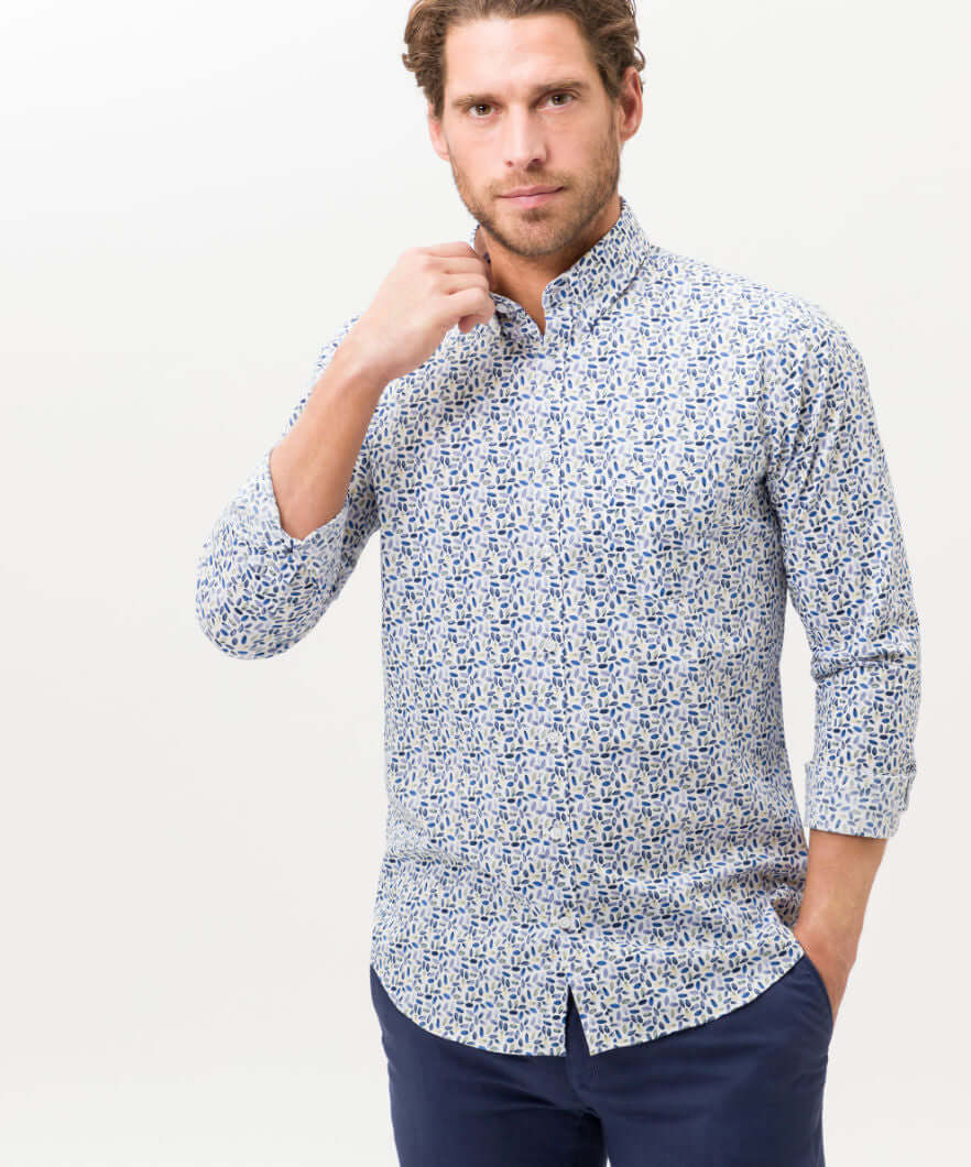 Brax - Daniel Shirt - Colour: Ice Blue Print
