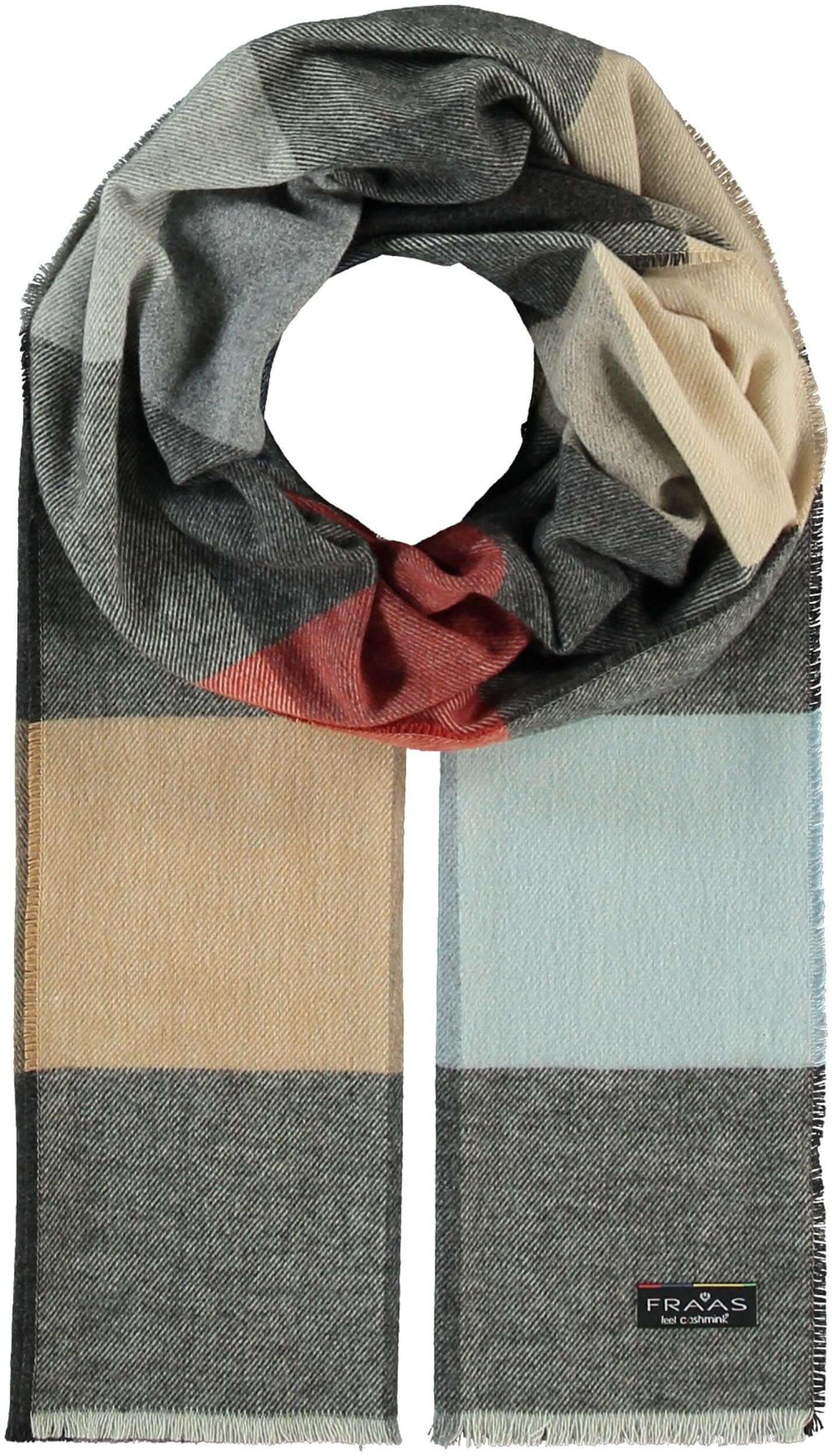 Fraas - Block Check Scarf - Colour: Grey Multi