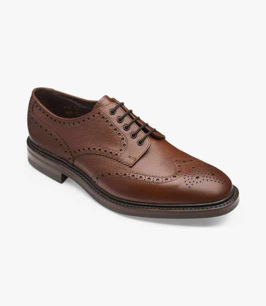 Loake - Badminton Brogue | Rubber Sole - Colour: Dark Brown