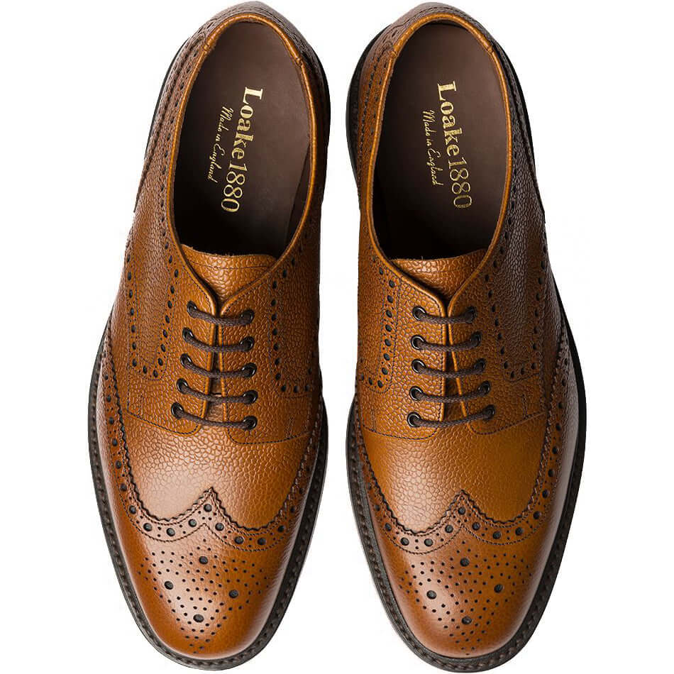 Loake - Badminton Brogue | Rubber Sole - Colour: Mahogany Grain