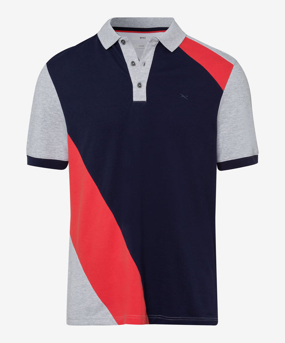 Brax | Pio Geometric Stripe Polo Shirt - Multi | Size: Medium, Large, Extra Large, 2XL