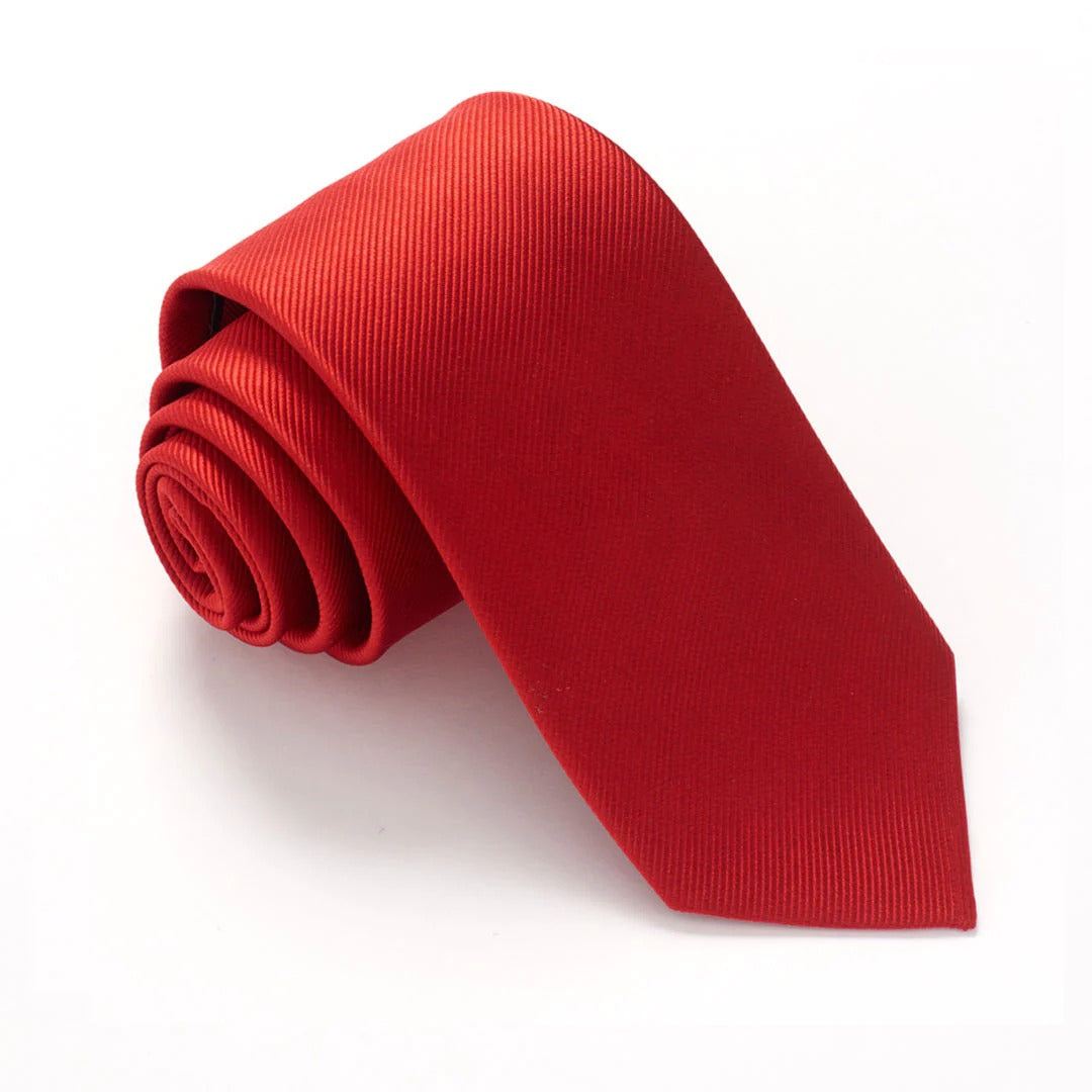 Van Buck - Plain Ribbed Silk Tie - Colour: Red