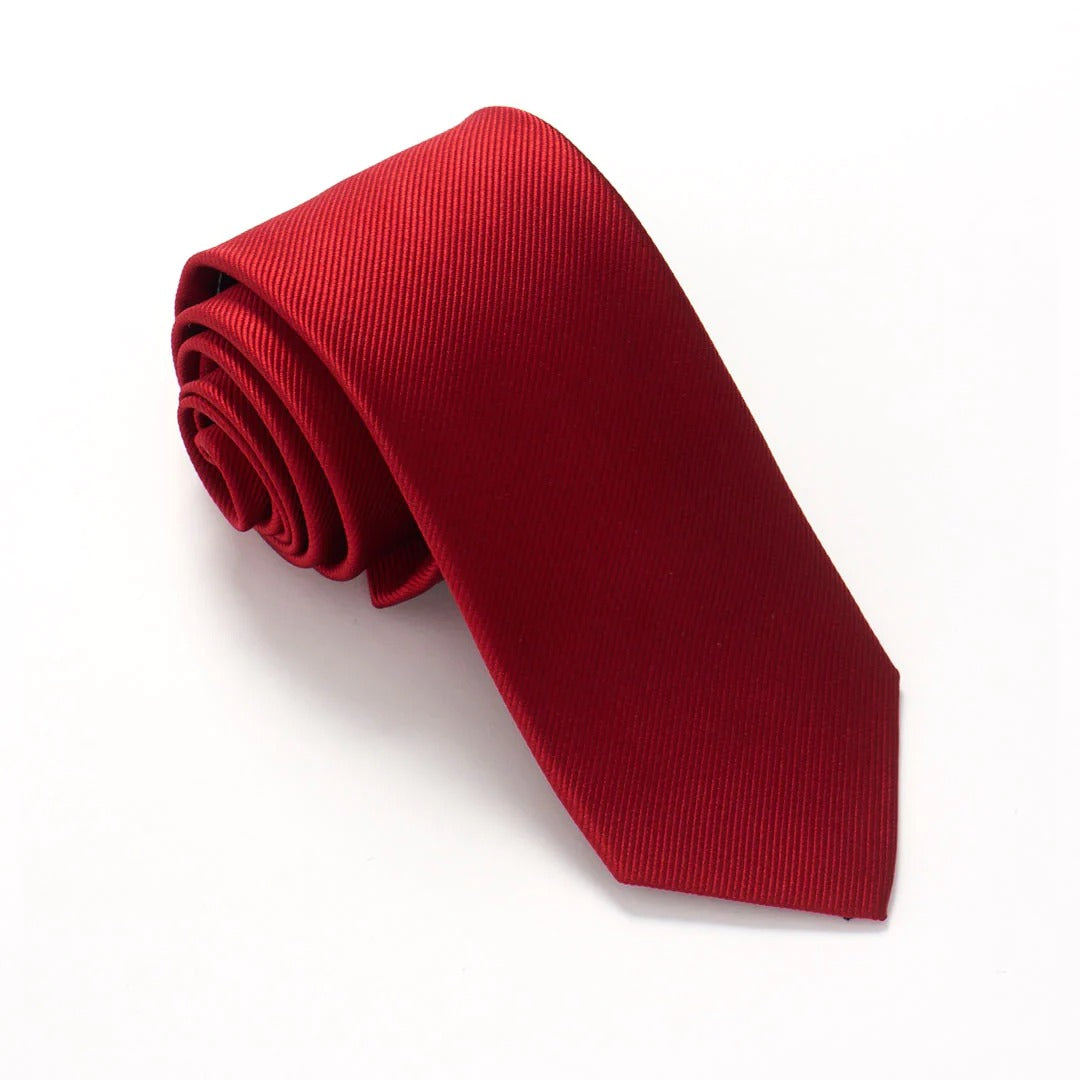 Van Buck - Plain Ribbed Silk Tie - Colour: Cherry