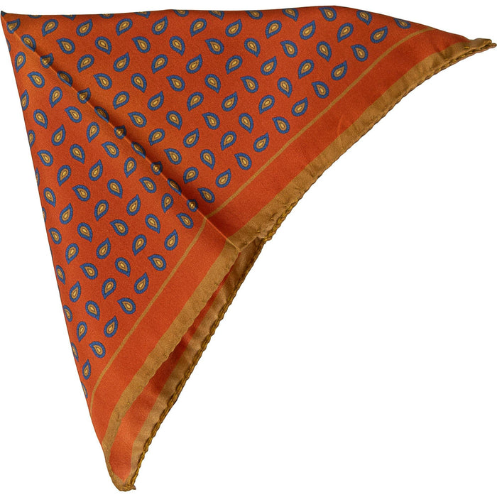 Van Buck | Patterned Silk Pocket Square | Colour: COPPER PAISLEY