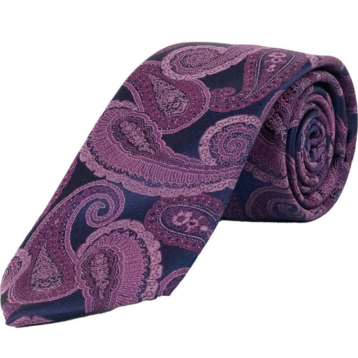 Michaelis | Paisley Design Tie - Navy / Purple |