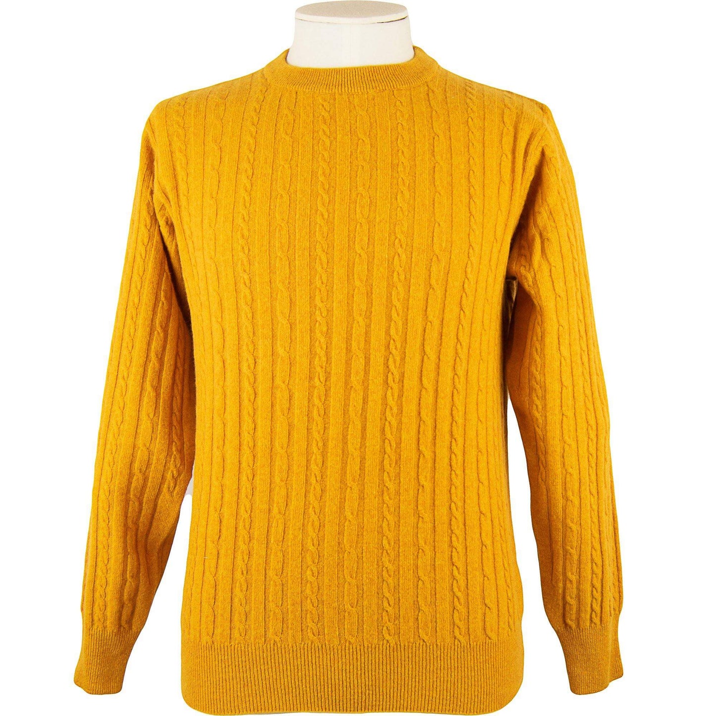 Massoti - Cabled Crew Neck Lambswool Pullover - Colour: Mustard