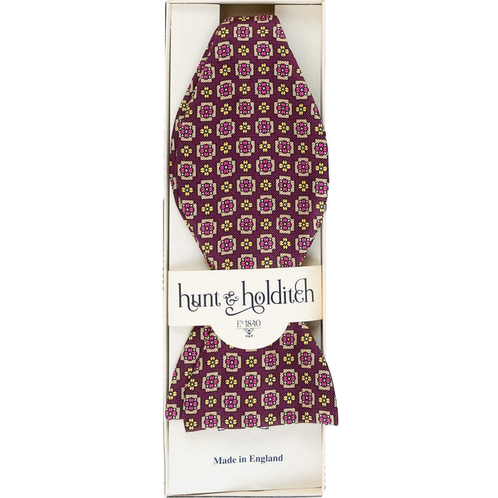 Hunt & Holditch | Bow Tie - Squares | Colour: WINE SELF
