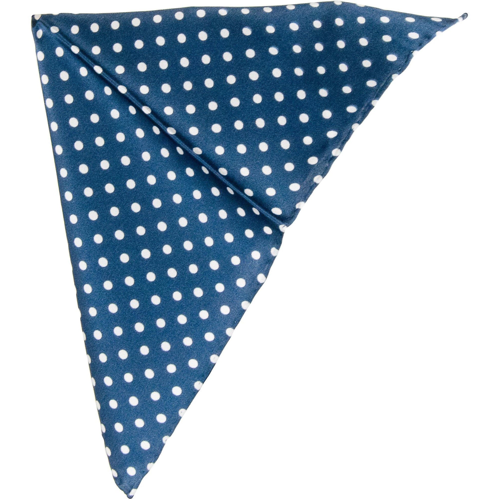 Tootal - Vintage Tootal Silk Pocket Square - Colour: NAVY SPOT