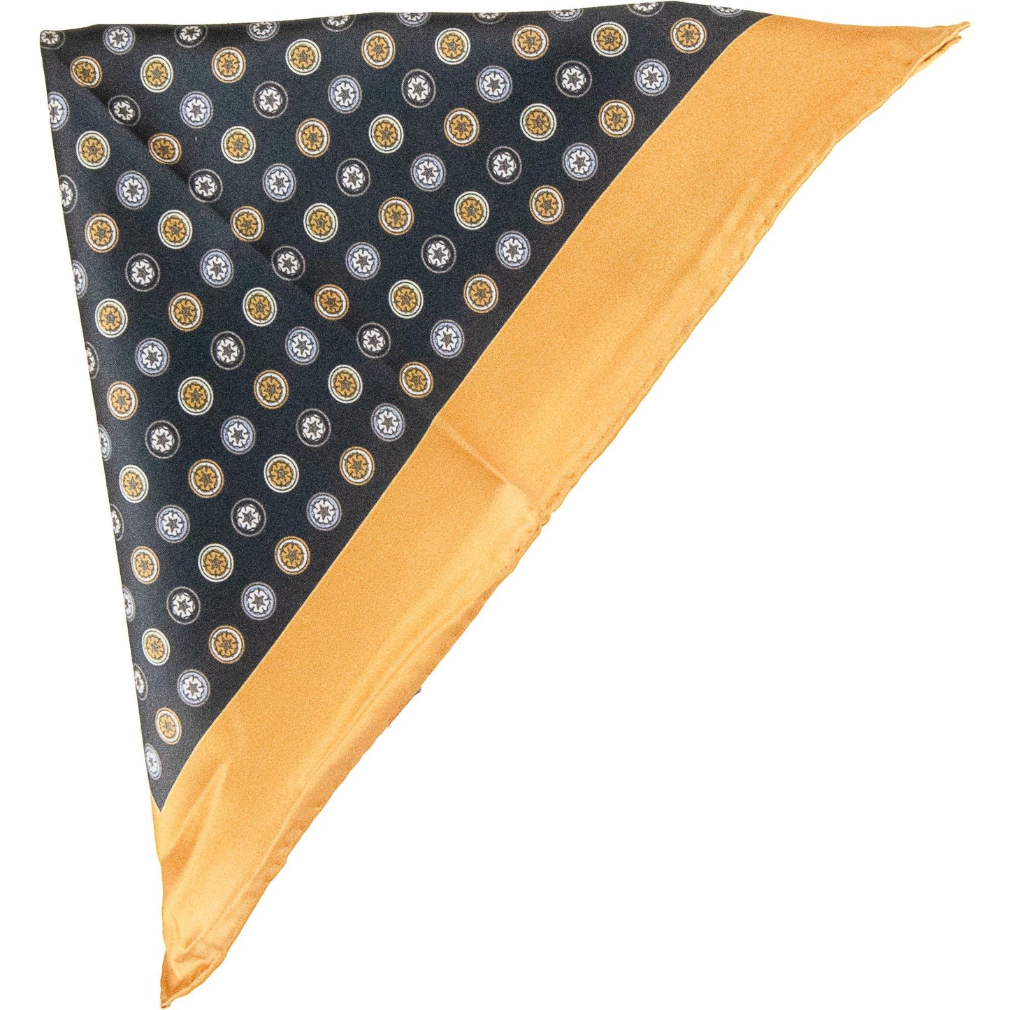 Tootal - Vintage Tootal Silk Pocket Square - Colour: STEEL / GOLD