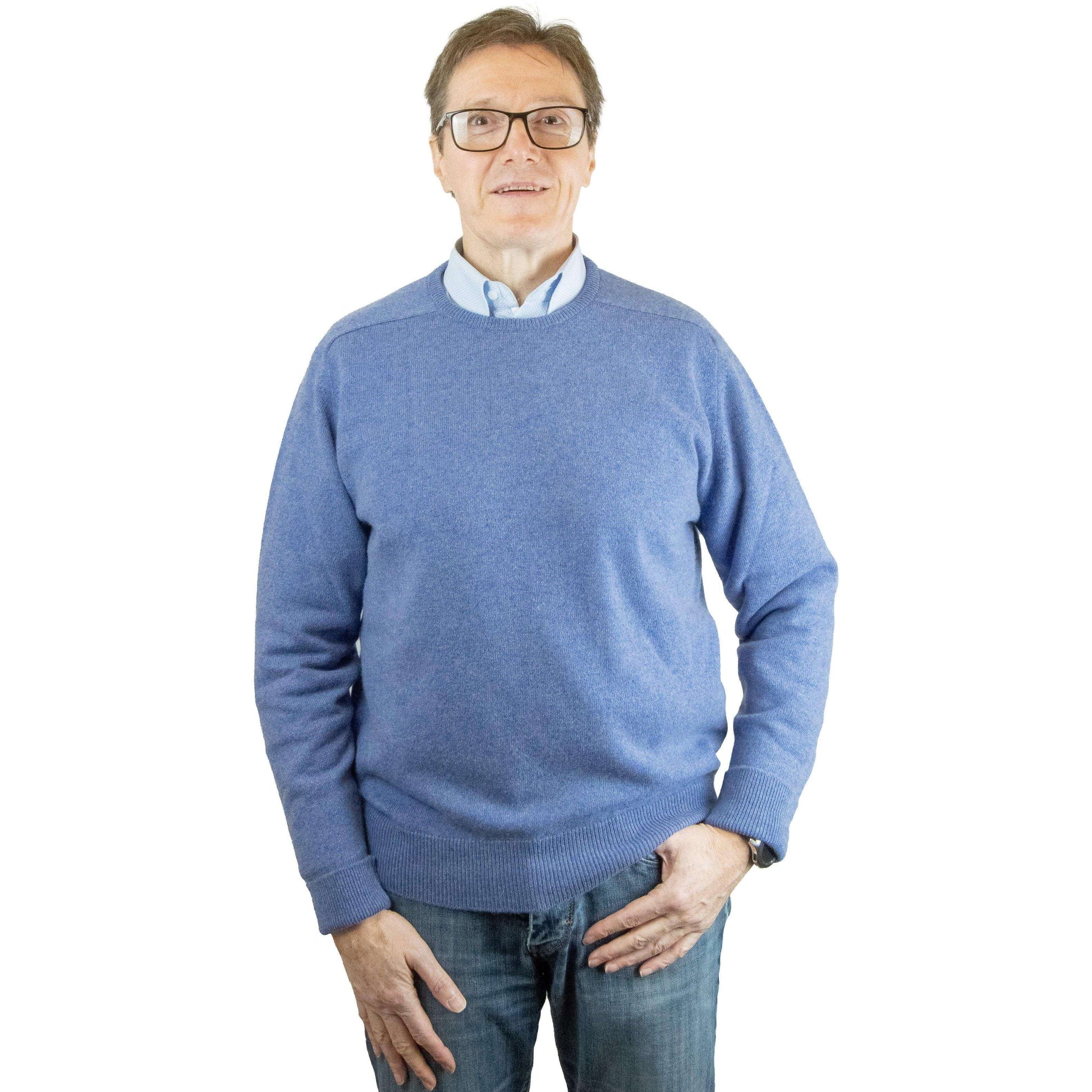 William Lockie - Luxury Cashmere Crew Neck Pullover - Colour: Blue Lapis