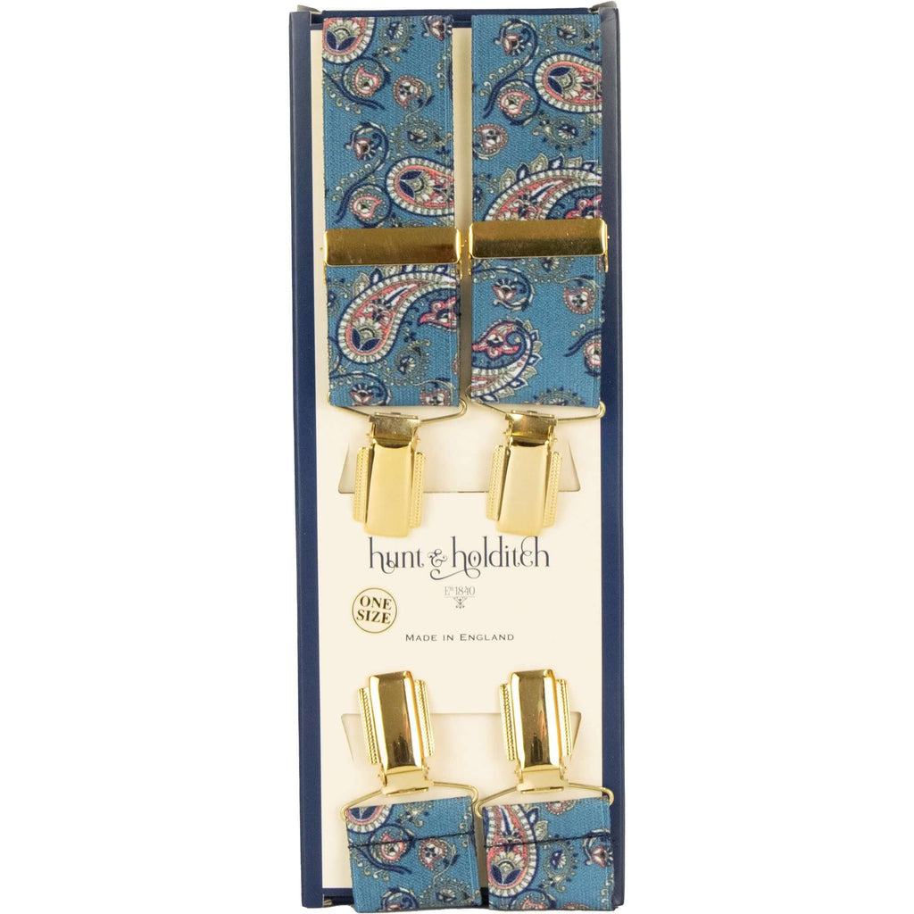 Hunt & Holditch - Fancy Clip Braces - Paisley - Colour: BLUE