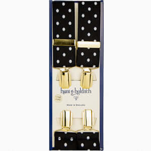 Hunt & Holditch - Fancy Clip Braces | Spot - Colour: Black/White