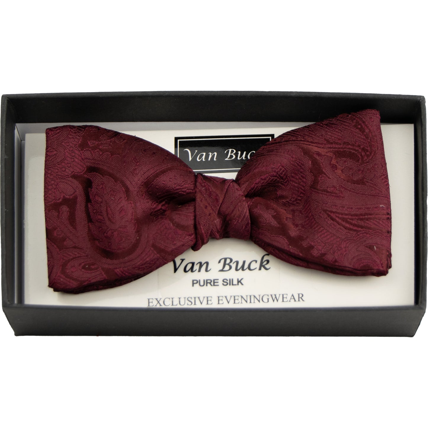 Van Buck - Self Paisley Bow Tie - Colour: BURGUNDY