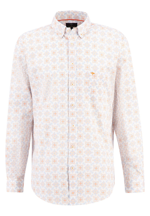 Fynch Hatton - Button Down Print Shirt - Colour: Apricot Multi