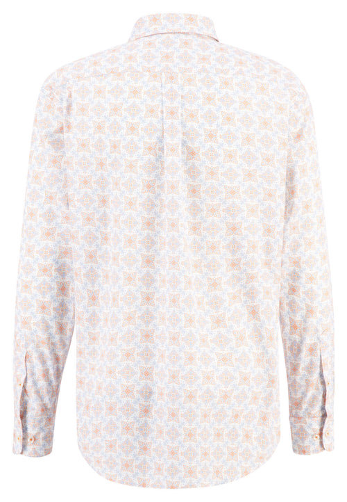Fynch Hatton - Button Down Print Shirt - Colour: Apricot Multi