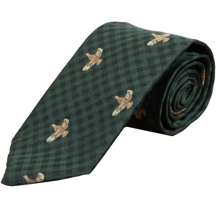 Flying Pheasant Checked Wool & Silk Sporting Tie