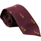 Livingston - Standing Grouse Silk Sporting Tie - Colour: Maroon