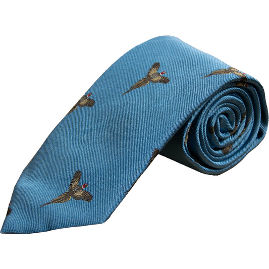 Livingston - Flying Pheasant Silk Sporting Tie - Colour: Blue