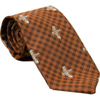 Livingston - Flying Pheasant Checked Wool & Silk Sporting Tie - Colour: Rust