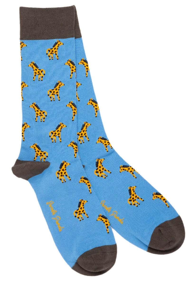 Swole Panda - Premium Eco-Friendly Bamboo Socks - Colour: Giraffes Blue