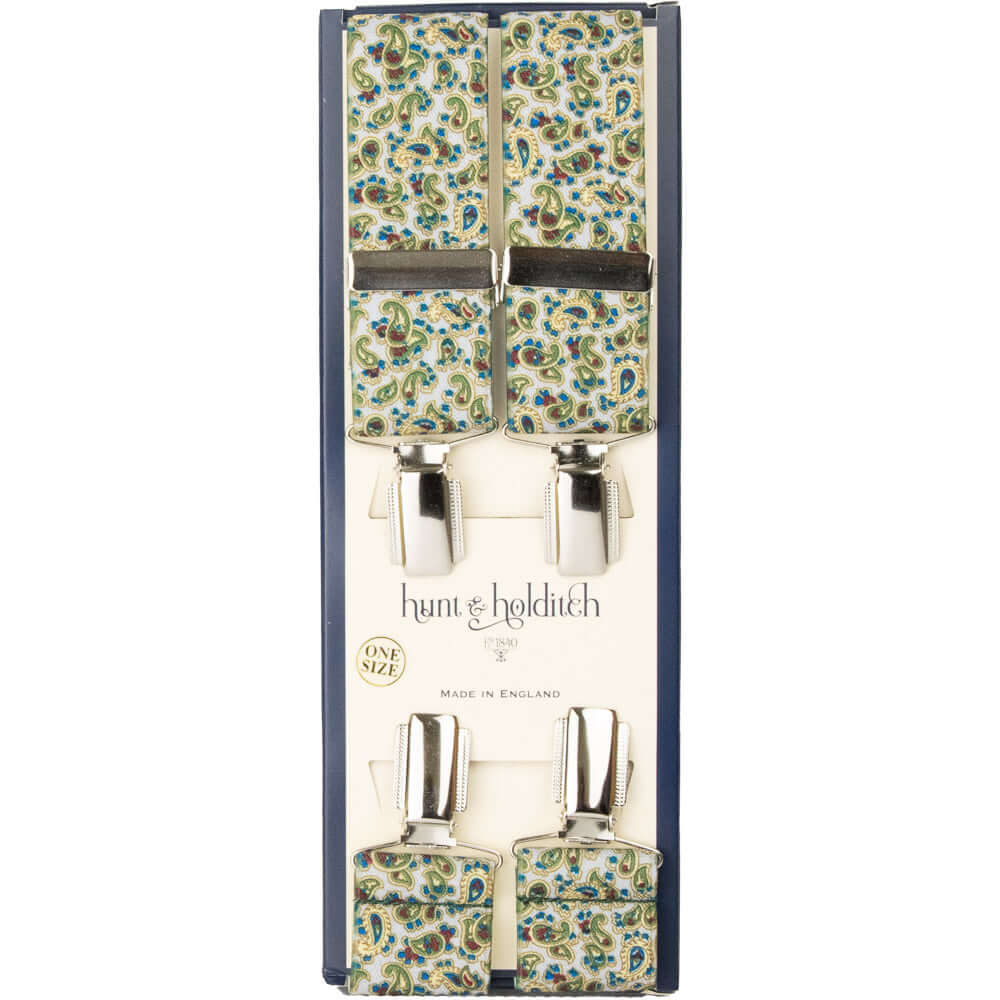 Hunt & Holditch - Fancy Clip Braces - Mini Paisley - Colour: Grey