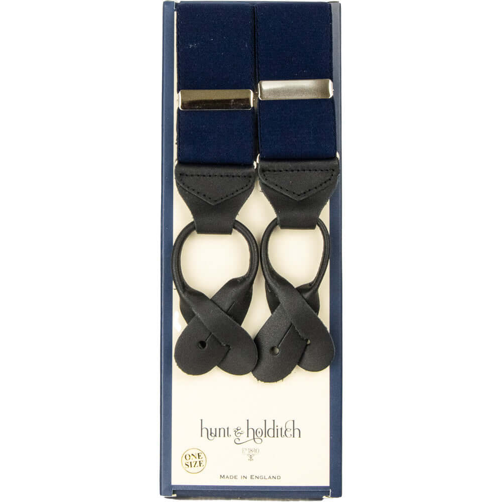 Hunt & Holditch - Button Braces - Colour: Navy