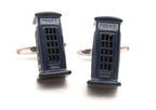 Van Buck blue police box metal cufflinks – front view