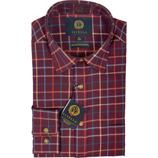 Viyella - Diamond Check Shirt | 80% Cotton 20% Wool - size: 15 1/2"