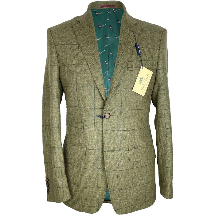 Gurteen | Cockfield Tweed Jacket | Green Windowpane Check | Chest Size: 38", 40", 42", 44", 46", 48"