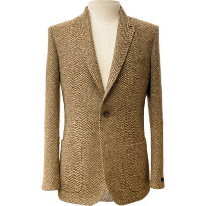 Magee - Easky Unconstructed Tweed Jacket | Tailored Fit - Colour: Brown Black Herringbone