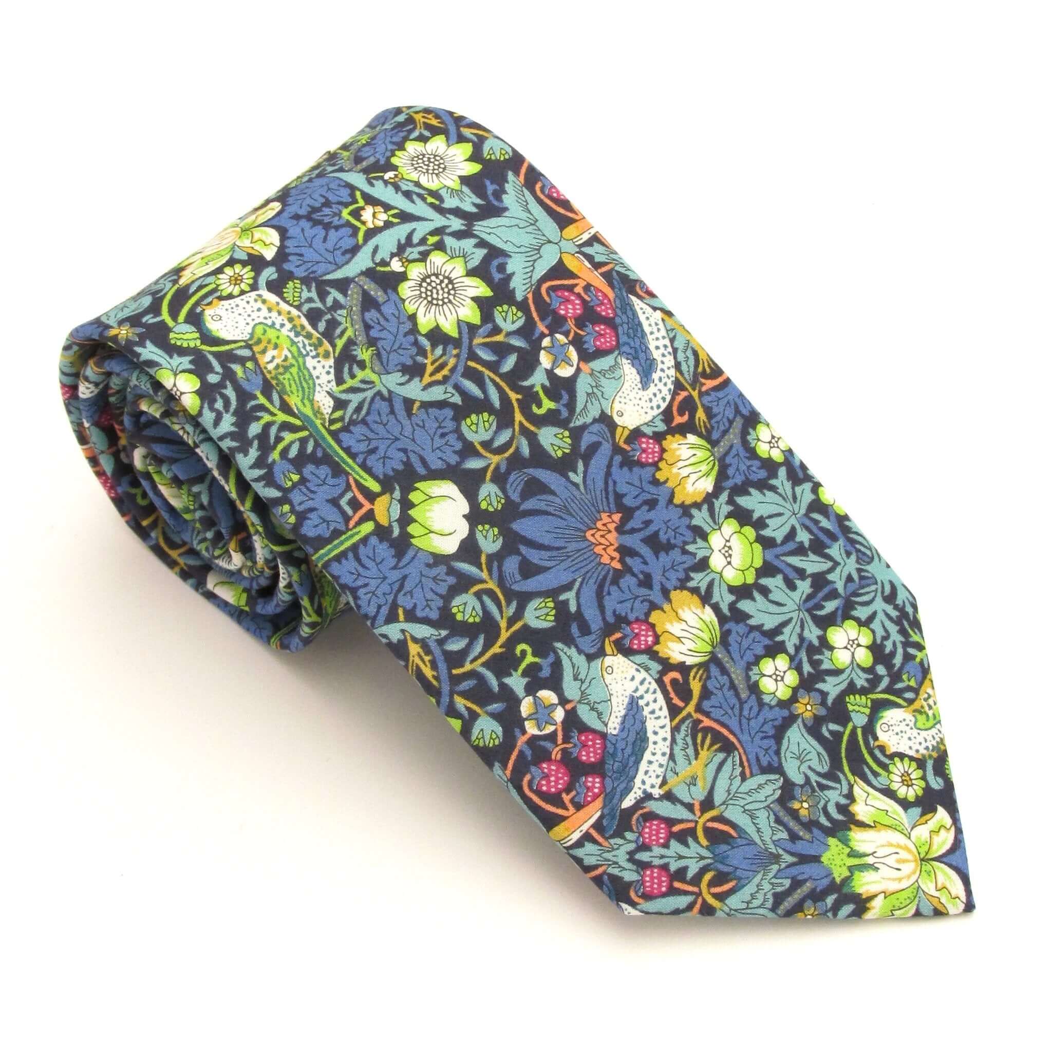 Van Buck - Tie Made from Liberty Fabric - Colour: Strawberry Thief Teal