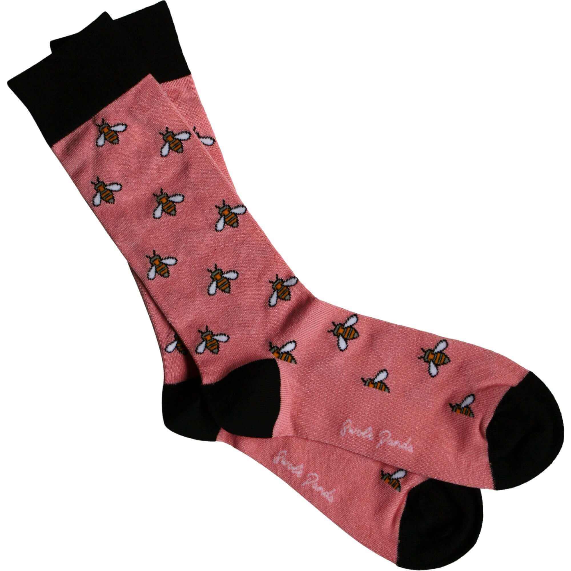 Swole Panda - Premium Eco-Friendly Bamboo Socks - Colour: Bumble Bees Pink