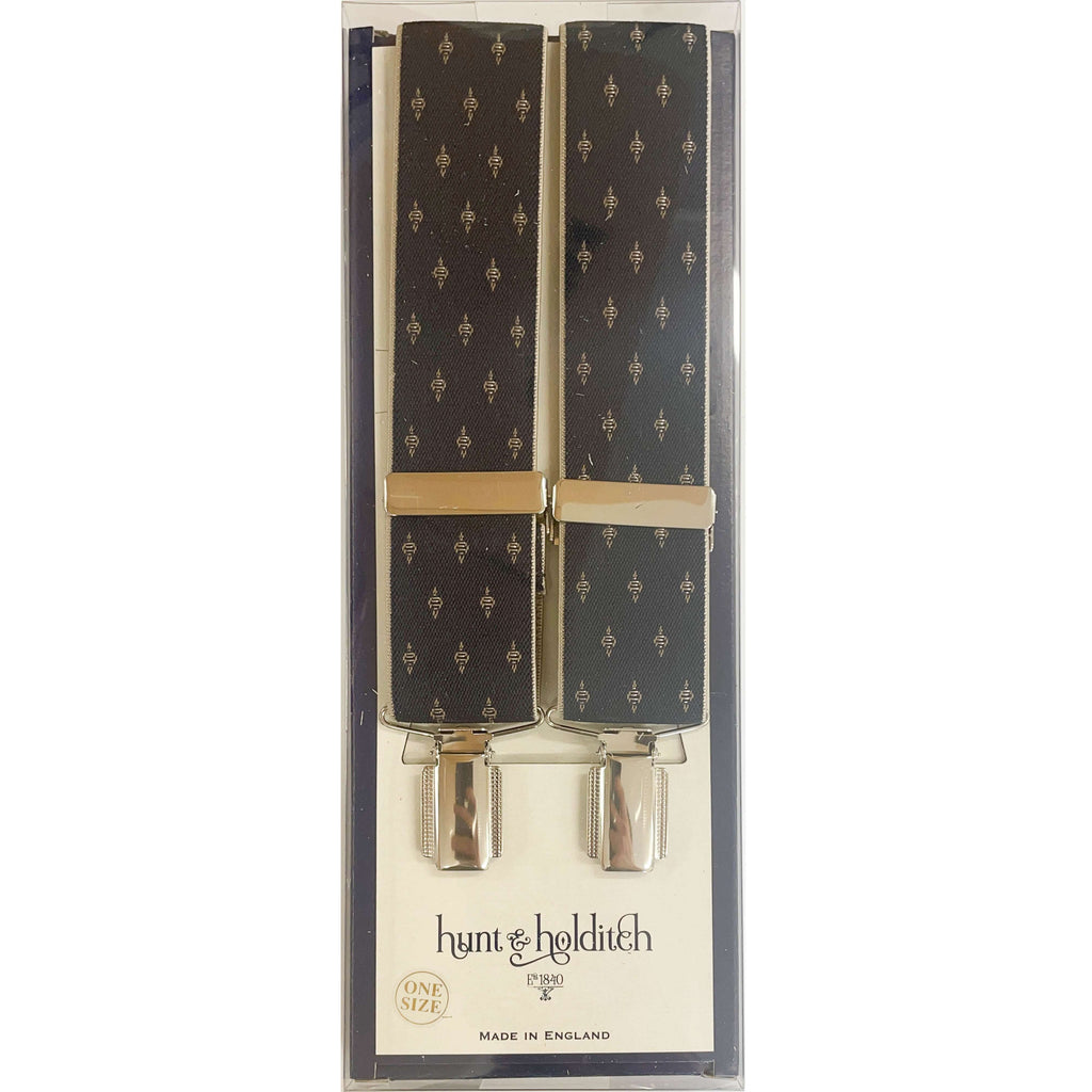 Hunt & Holditch - Fancy Clip Braces - Classic Neat - Colour: Navy