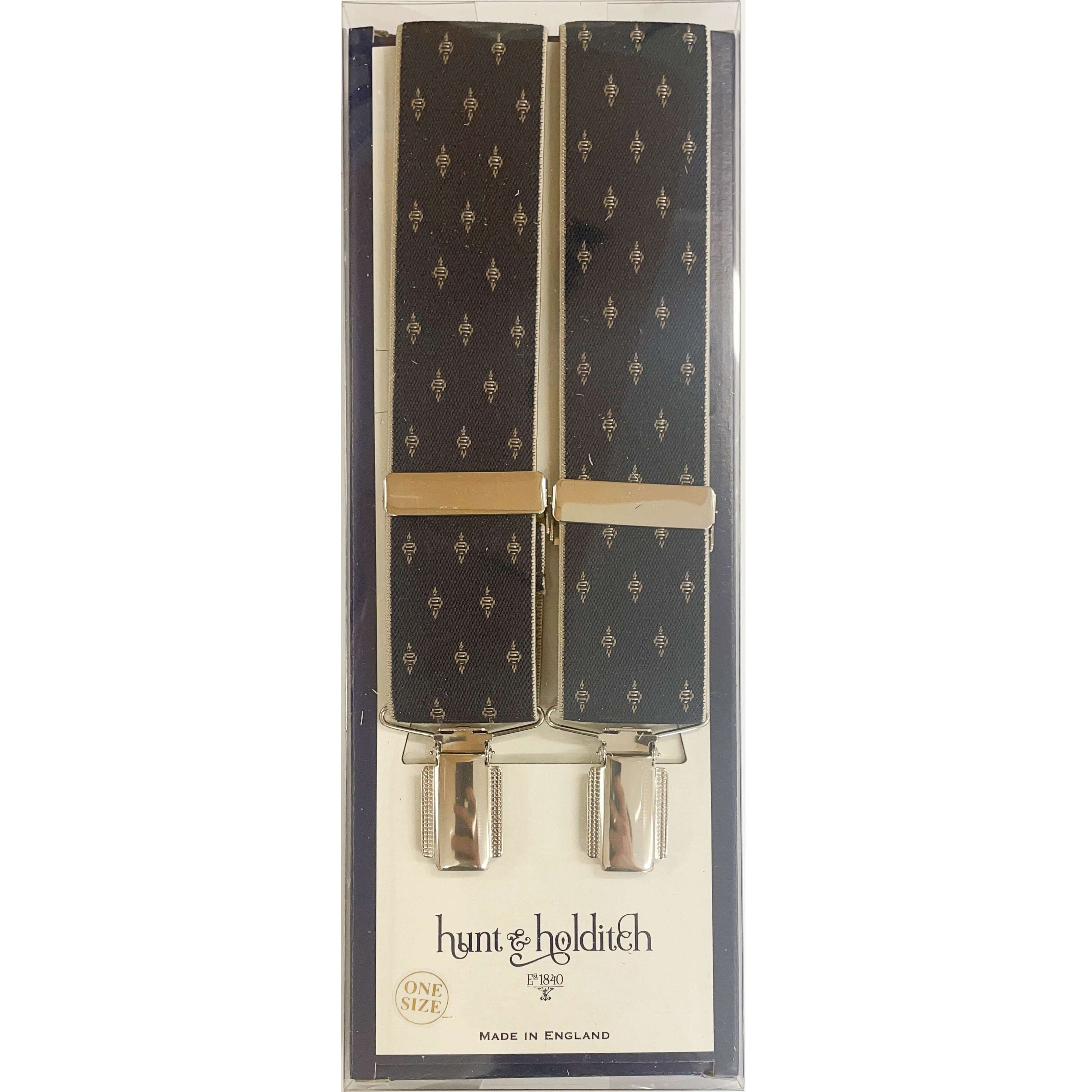 Hunt & Holditch - Fancy Clip Braces - Classic Neat - Colour: Navy