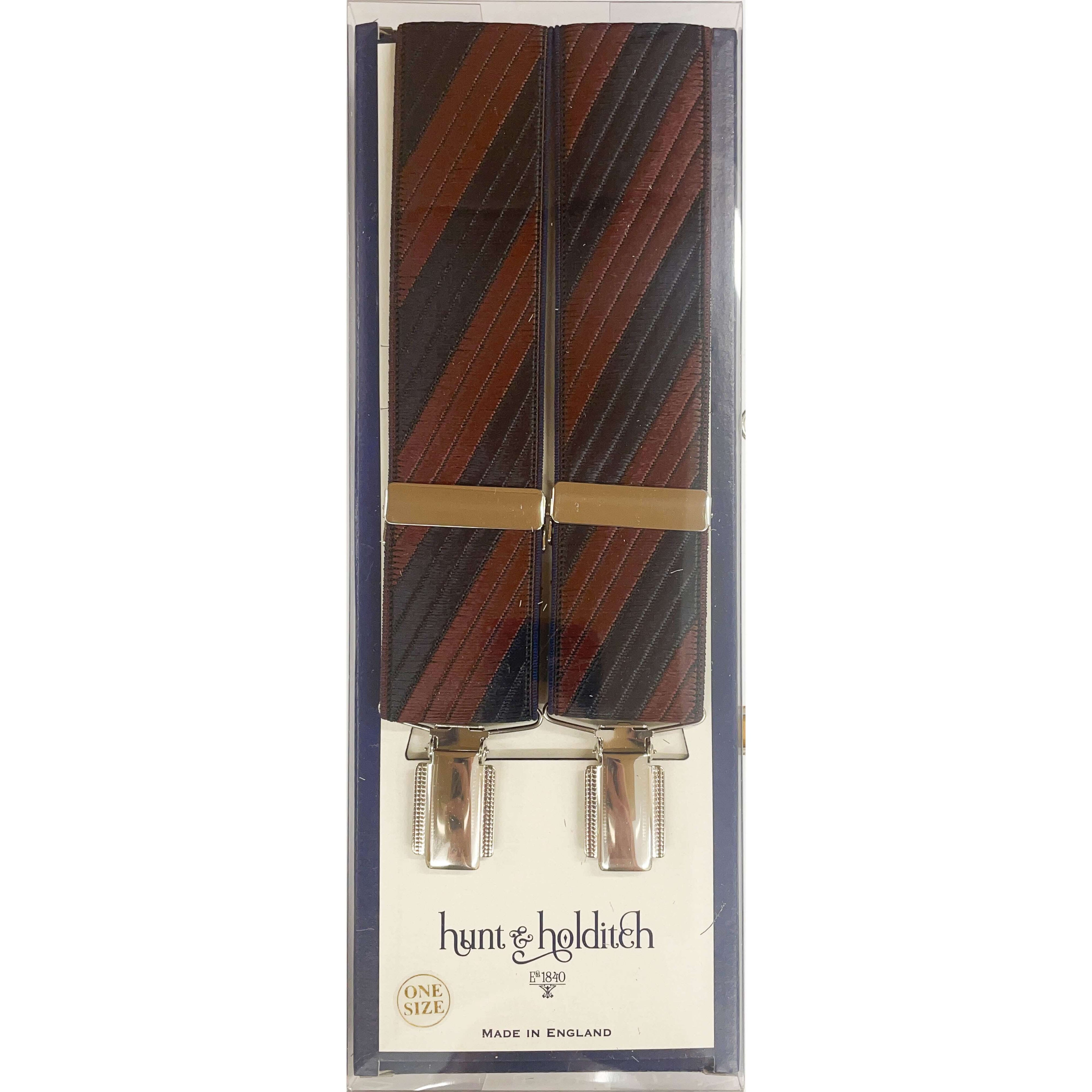 Hunt & Holditch - Fancy Clip Braces - Stripe - Colour: Navy