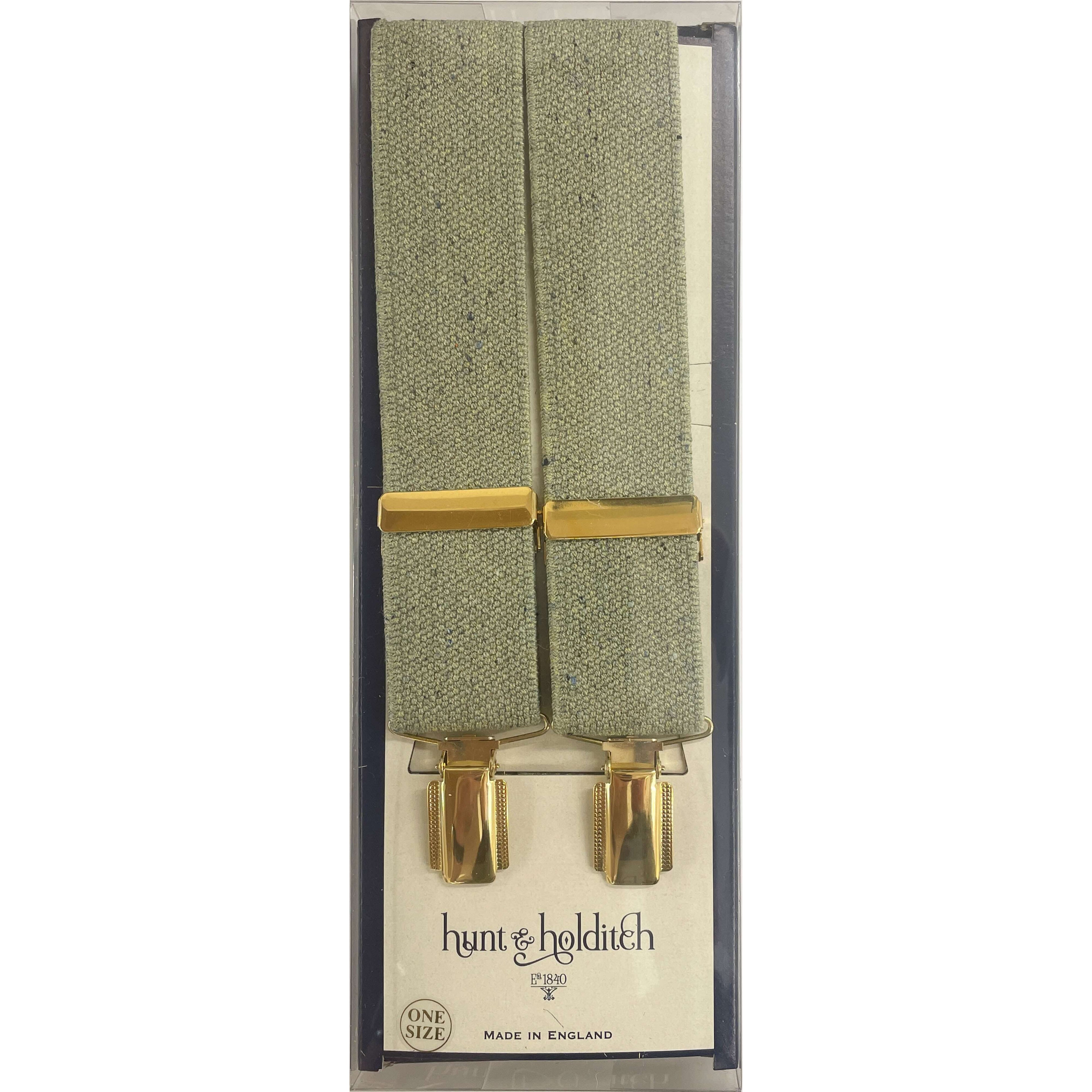 Hunt & Holditch - Fancy Clip Braces - Tweed Pattern - Colour: Sage