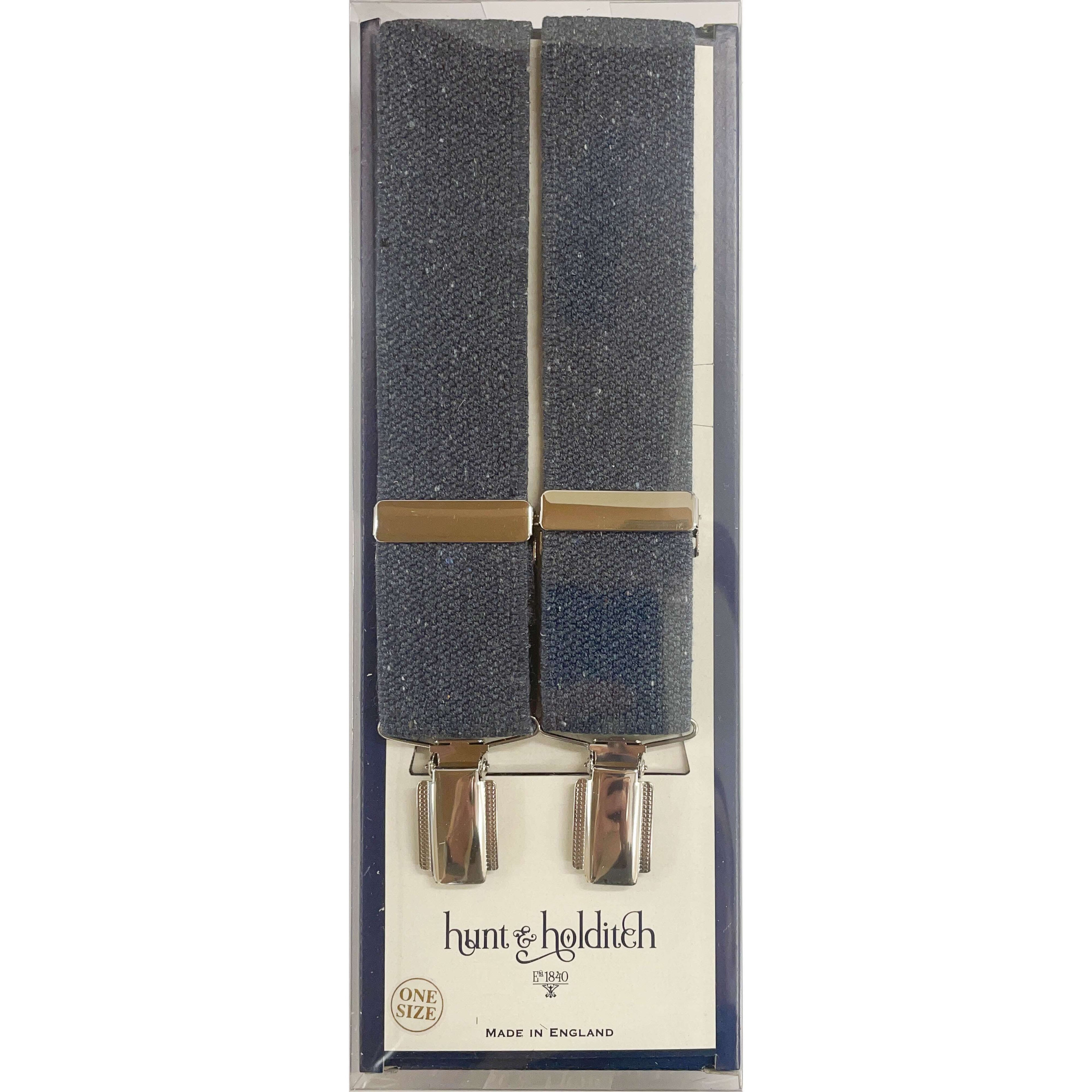Hunt & Holditch - Fancy Clip Braces - Tweed Pattern - Colour: Denim