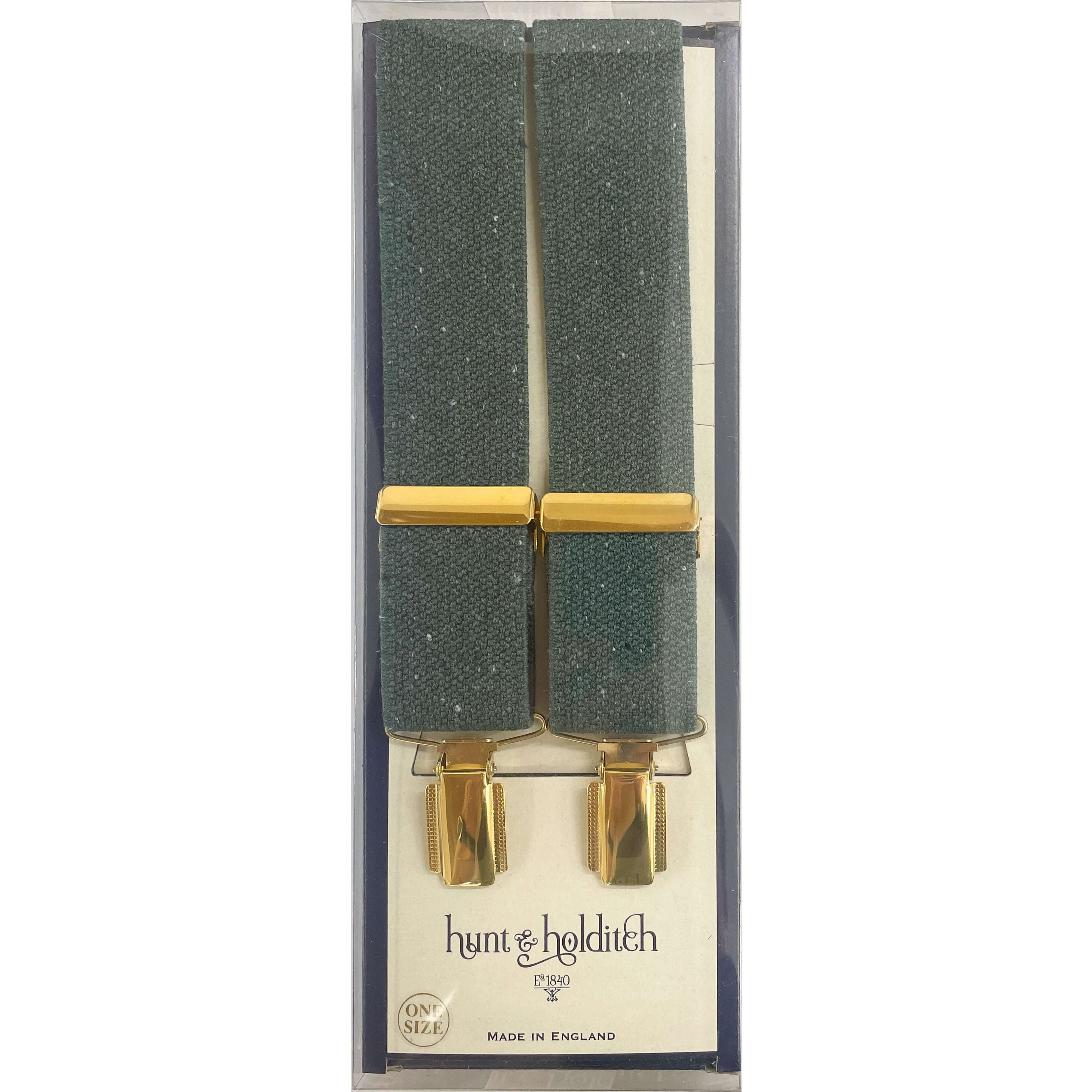 Hunt & Holditch - Fancy Clip Braces - Tweed Pattern - Colour: Forest