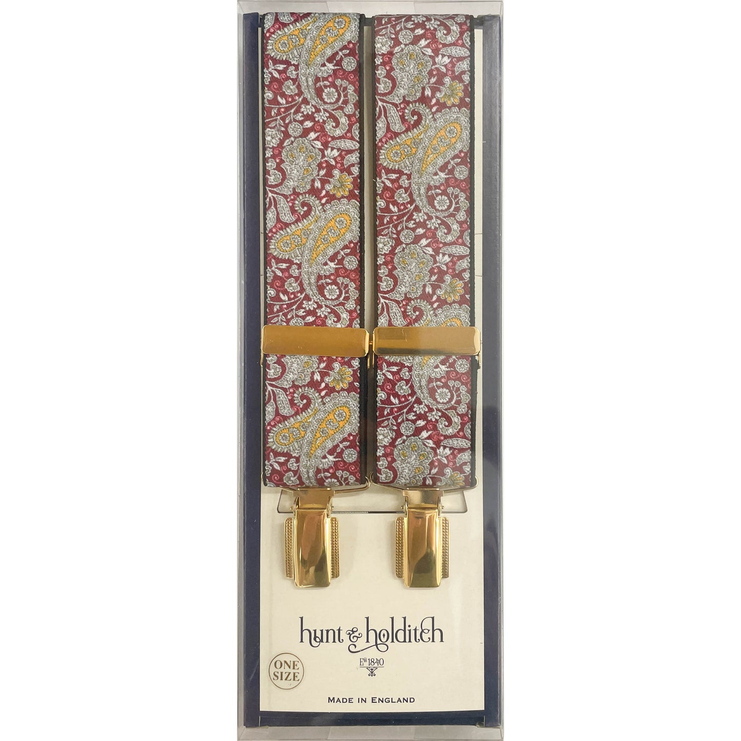 Hunt & Holditch - Fancy Clip Braces - Paisley - Colour: Wine