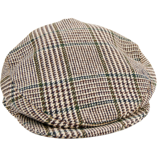 Livingston brown sporting tweed flat cap – product view two