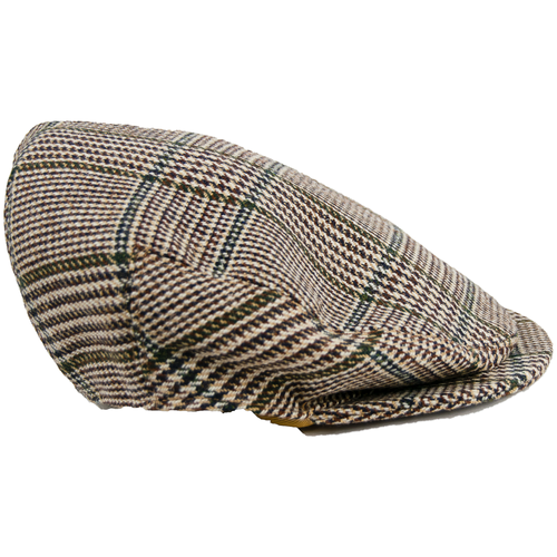 Livingston brown sporting tweed flat cap – product view one