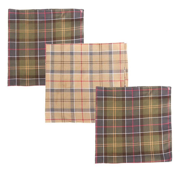Barbour | Tartan Handkerchiefs | Colour: Navy / Grey, Green / Beige, Grey / Green / Brown